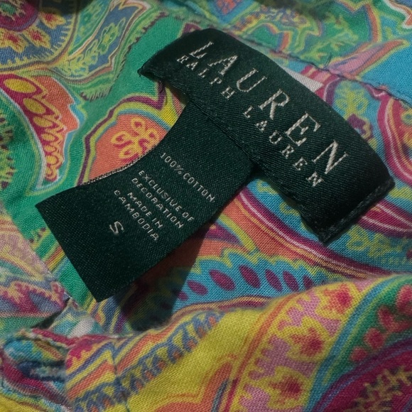 Lauren Ralph Lauren Vibrant Paisley Shirt – Multicolor Button Front Tunic - Picture 2 of 8